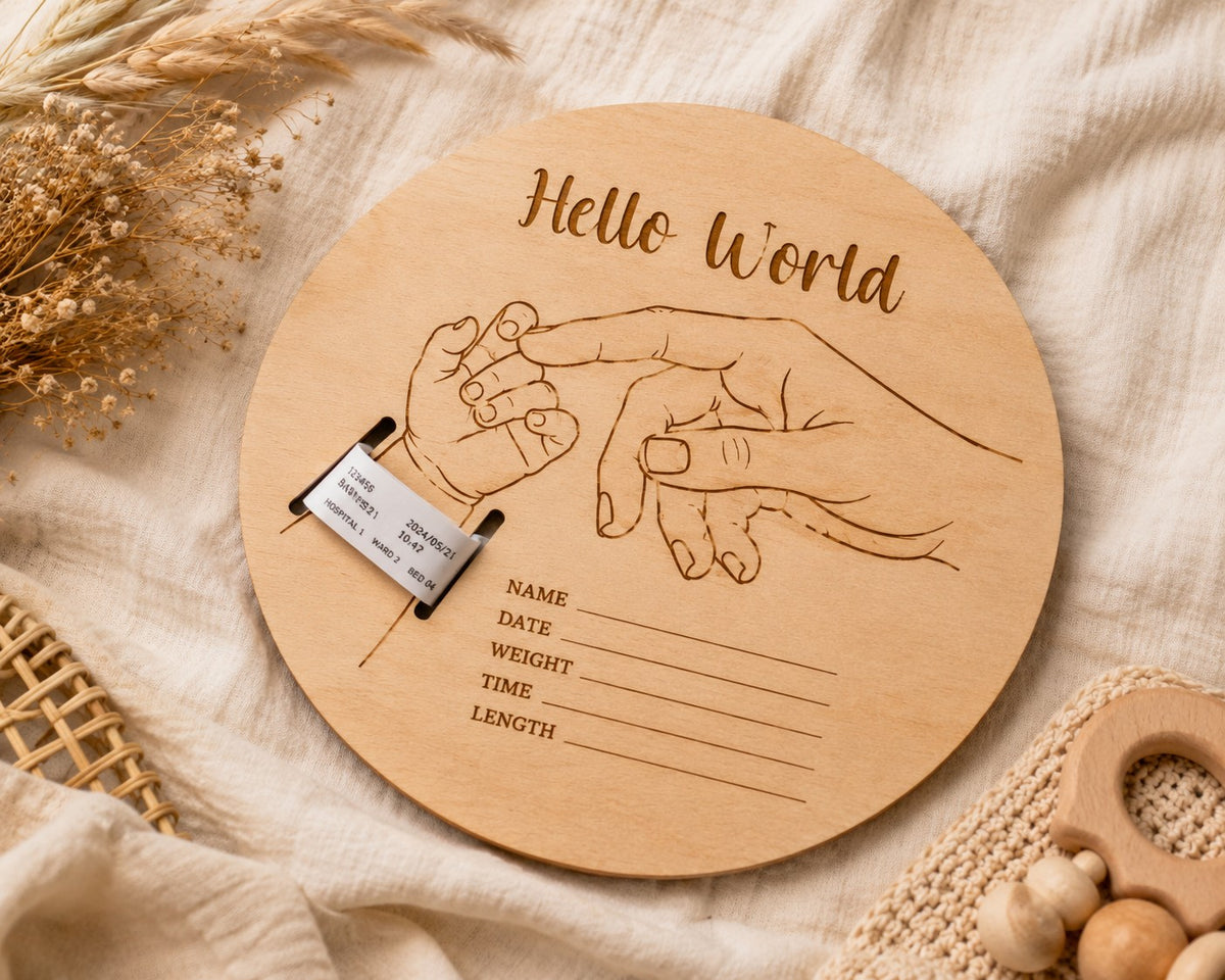 Hello World Birth Plaque
