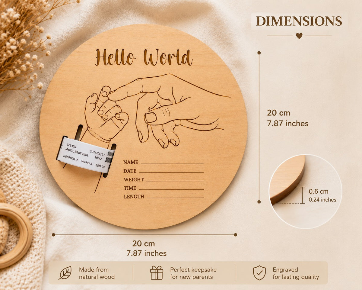 Hello World Birth Plaque