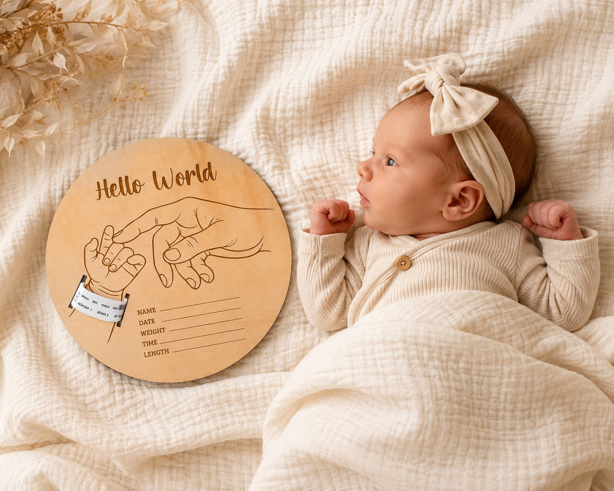 Hello World Birth Plaque